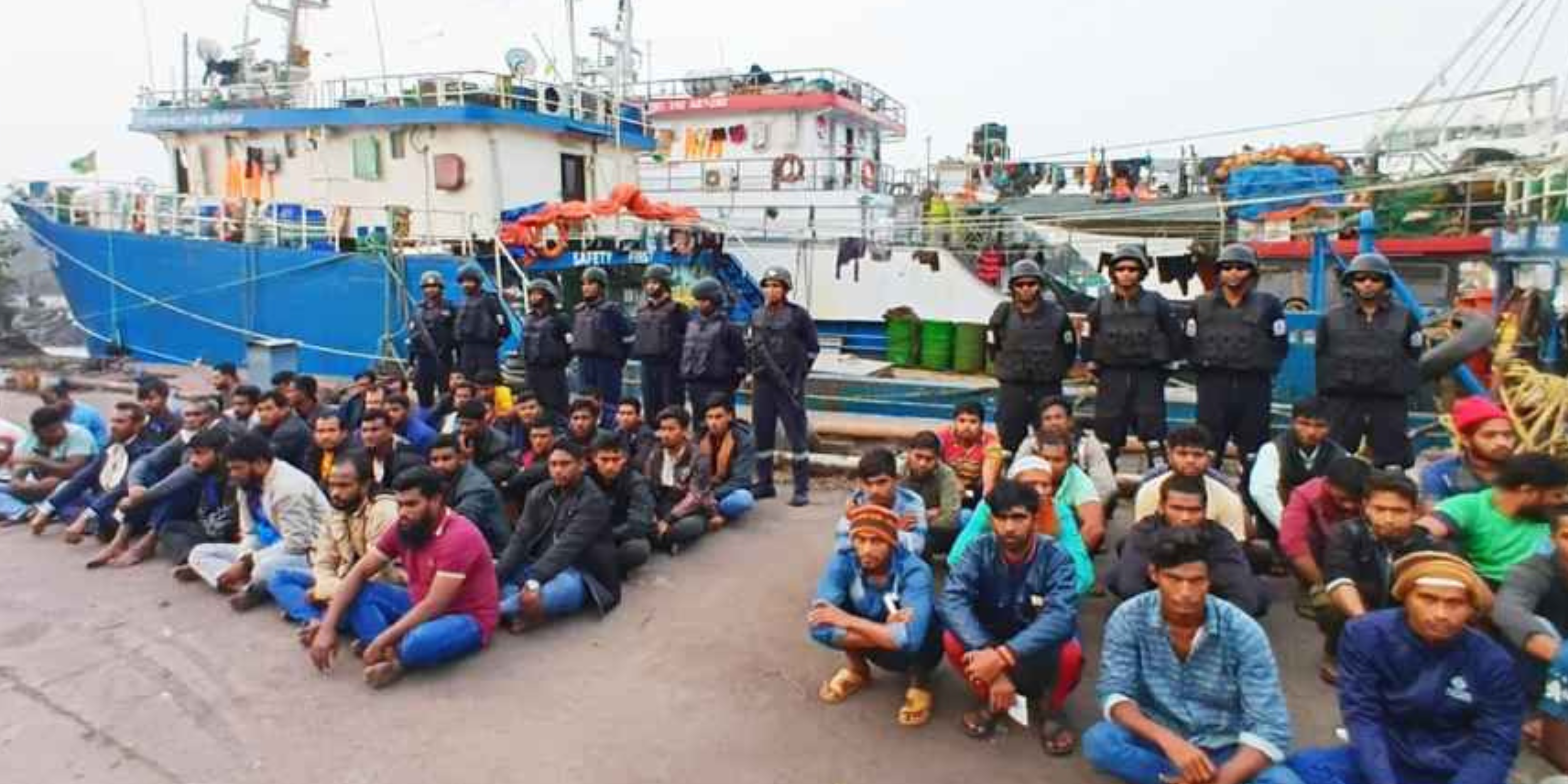 
Indian Coast Guard Seizes Two Bangladeshi Fishing Trawlers, Arrests 78 Crew Members for Illegal Fishing in Indian Waters