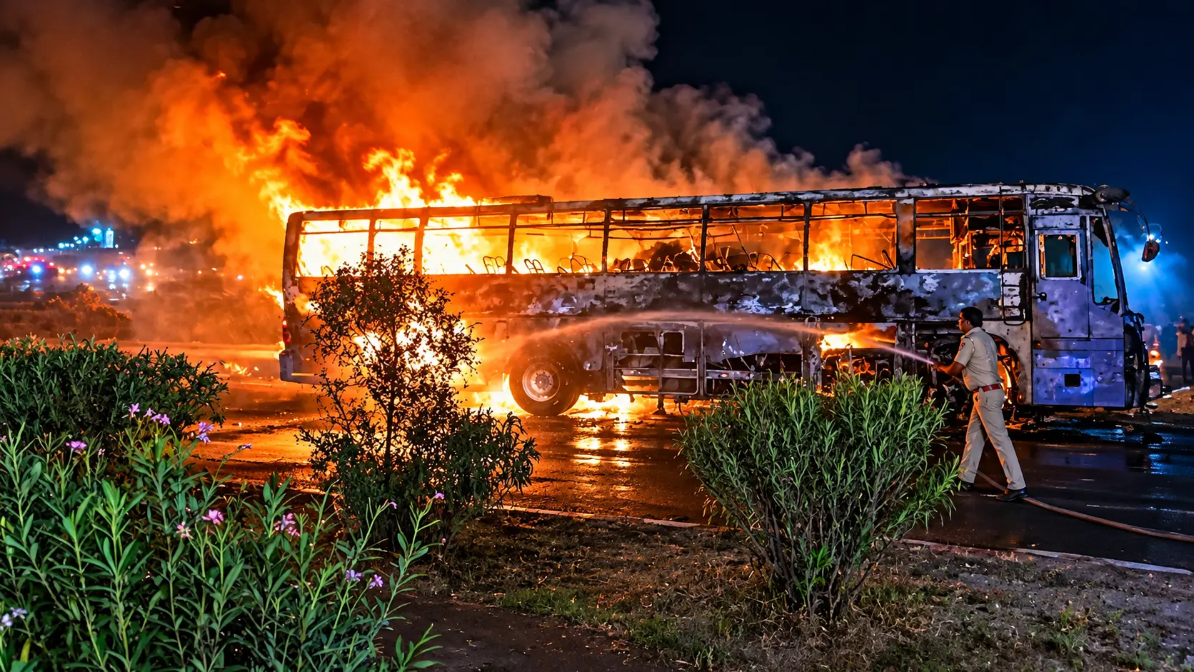 At least nine killed as sleeper bus catches fire on Yamuna Expressway; driver, conductor arrested for culpable homicide