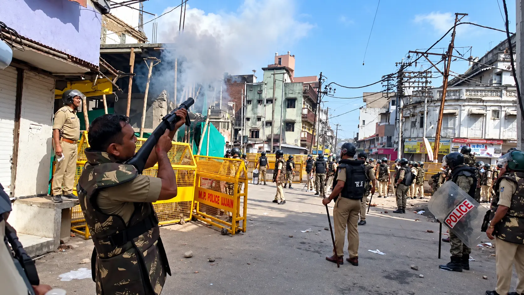 Tear Gas, Lathi Charge In Protesters vs Cops Over Ujjain Mosque Removal